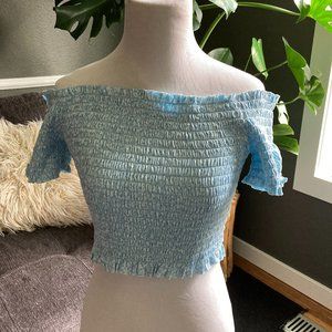 Bare Shoulder Stretchy Crop Top, Junior's L